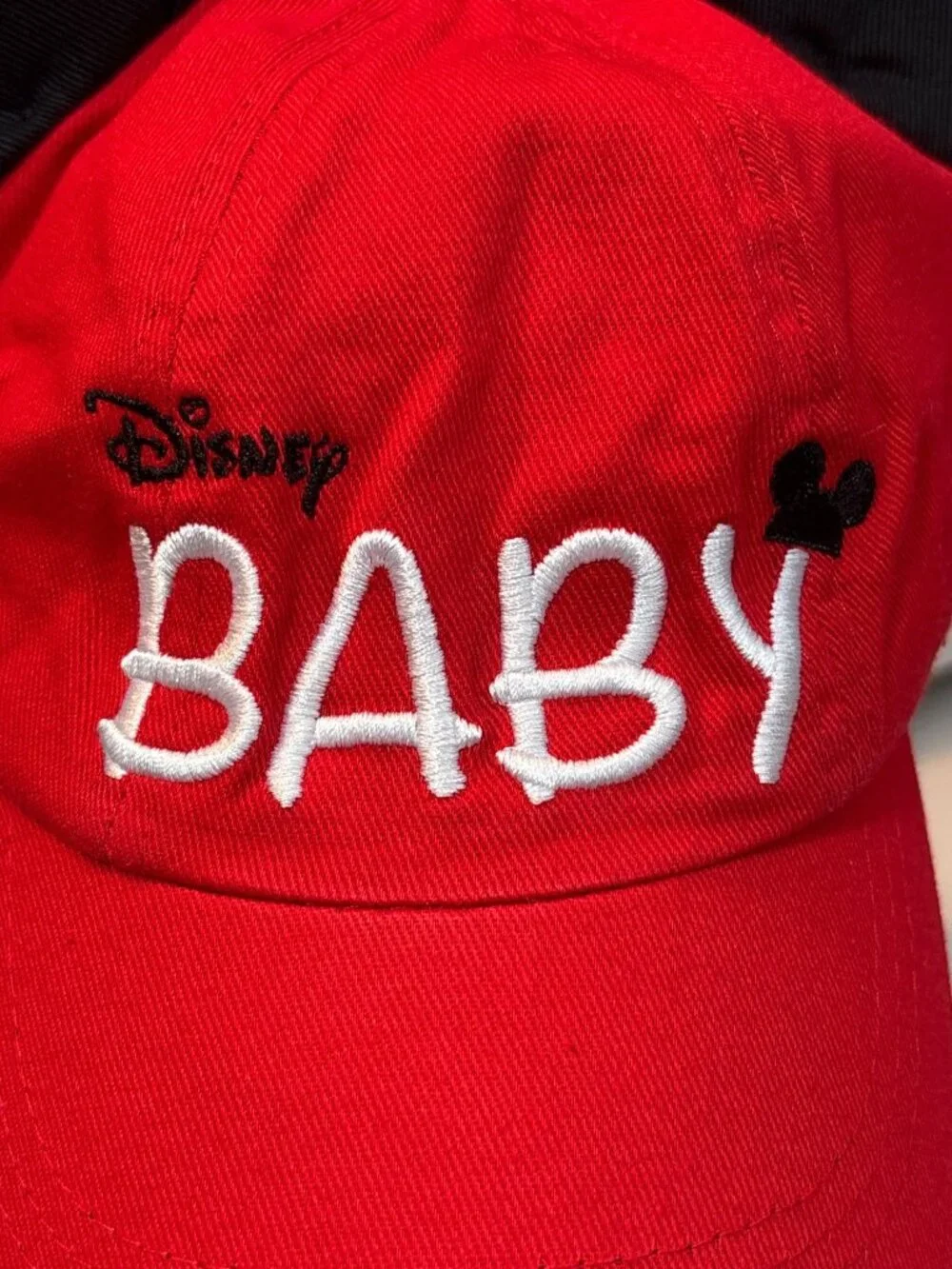 Disney Parks Infant Baby Hat With Mickey Mouse Ears Red Adjustable Snapback 49cm